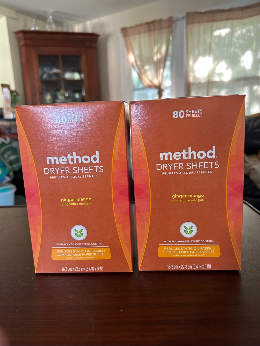 Set of 2 boxes of Method Ginger Mango Dryer Sheets - 80 Count in each box